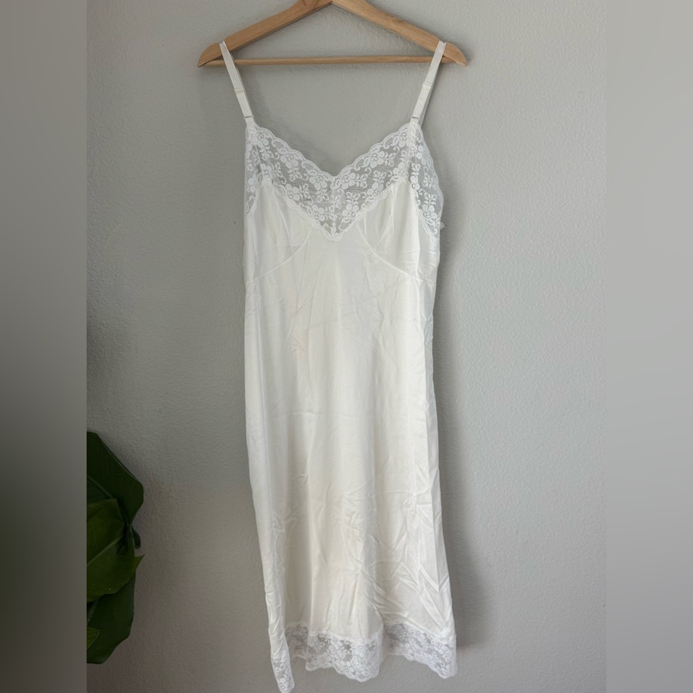 Women's Lace Trim Slip Dress - White